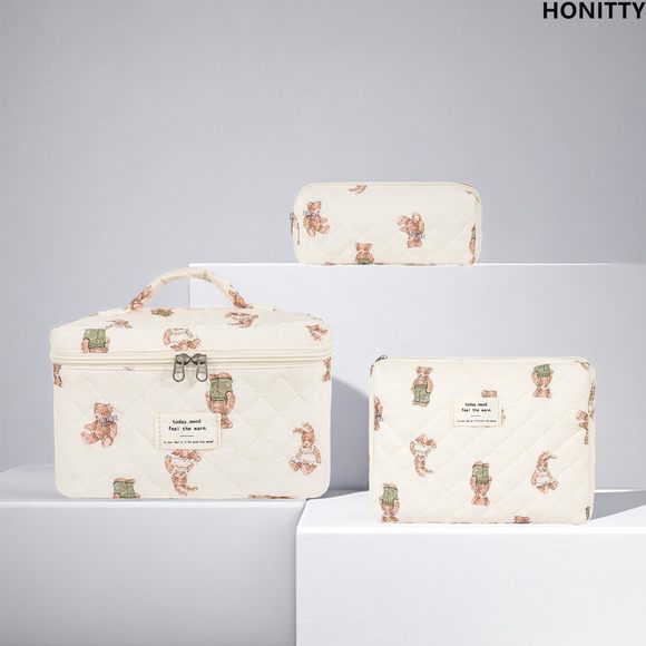 Makeup Bag,quilted Cosmetic Bag,large Floral Make Up Bag For Women,cotton🐻 - Picture 6 of 6